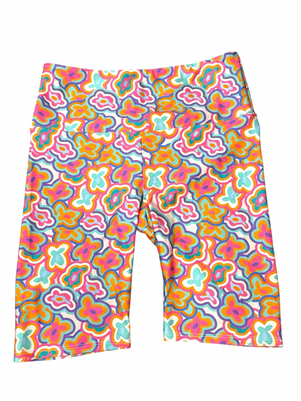Goldsheep Multicolor Floral-Pattern Biker Shorts in Pink Orange Teal Purple